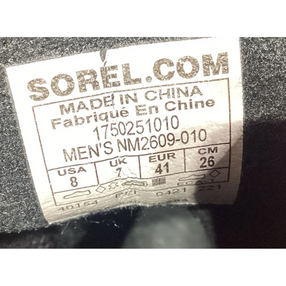 Sorel Cheyanne II Chelsea Winter Snow Boots Men's Size 8 EUR 41 Black Leather WP